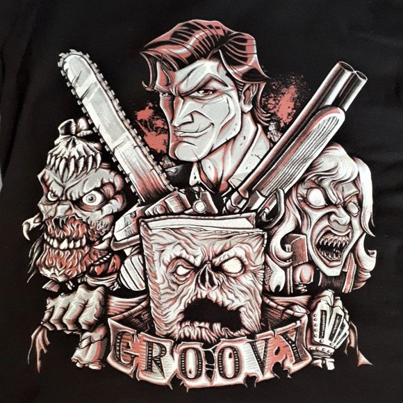 EVIL DEAD Groovy Ash T-shirt size Small Tee Fury NWOT Bruce Campbell Horror - Picture 2 of 2